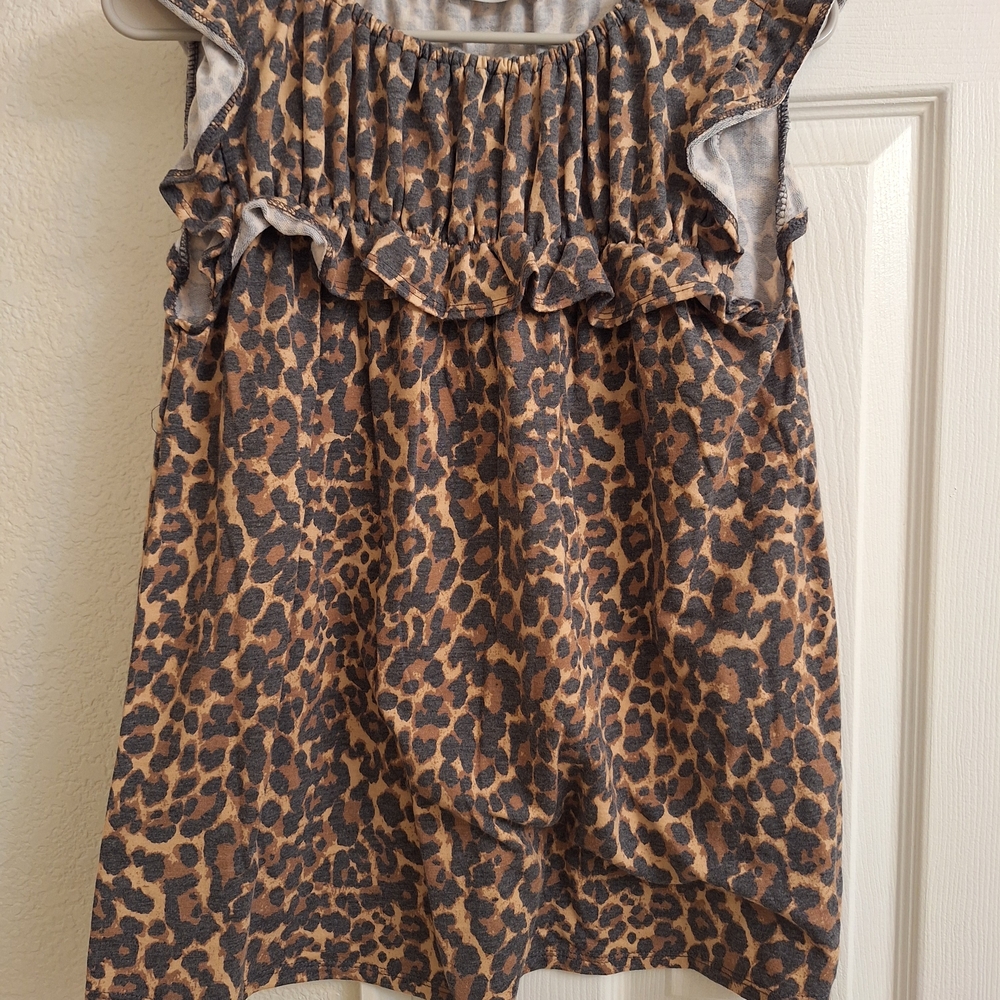 Ces Femme Leopard Print Ruffle Kids Top